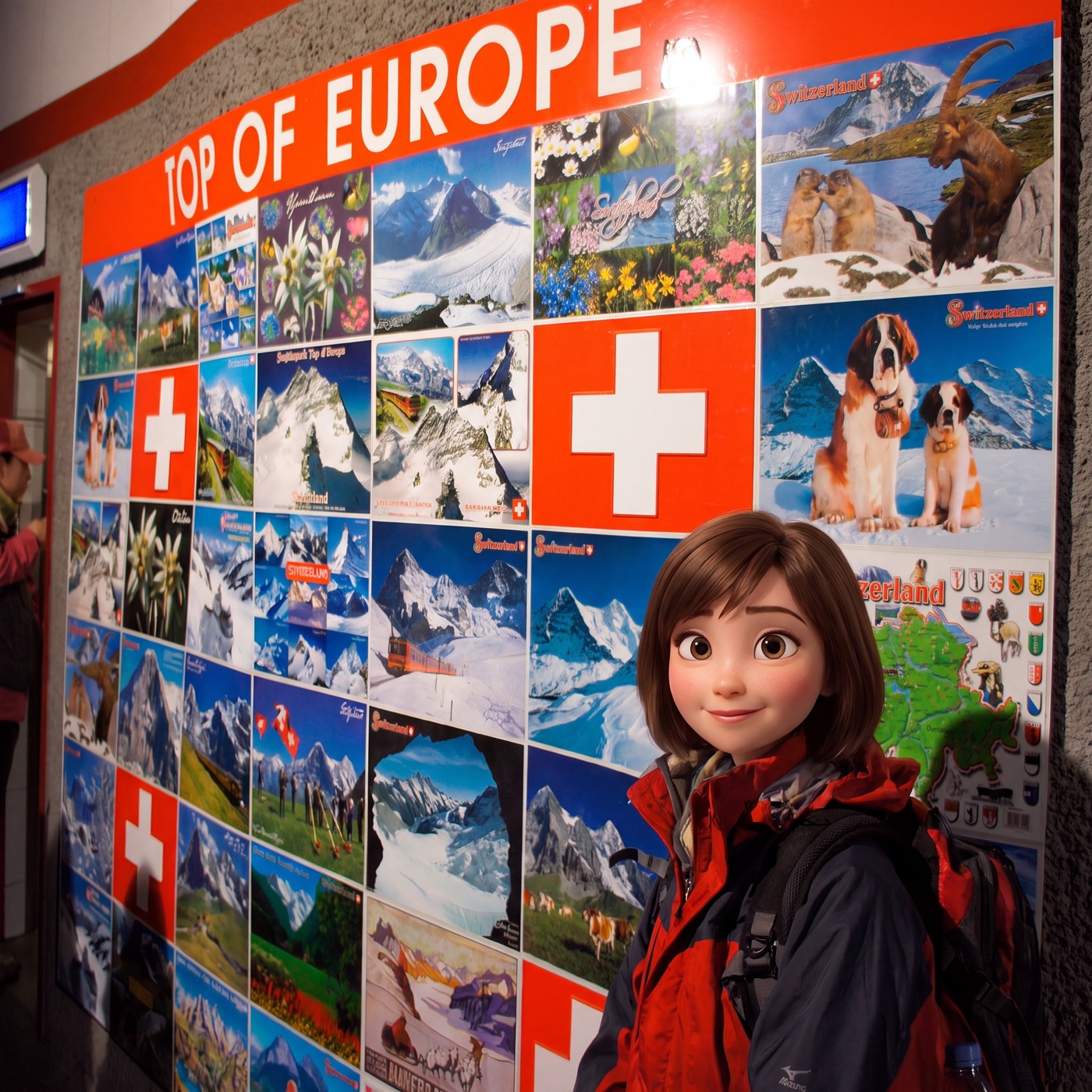 トンネルを登り切り、終点ユングフラウヨッホ(Jungfraujoch)に到着。駅の構内には「TOP OF EUROPE」の大きな看板と、スイ